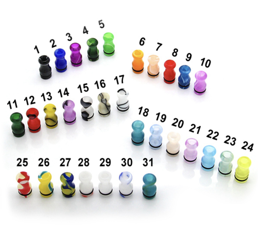 Akrylowy kolorowy wazon Kształt Vape Drip Tips 510 Ustnik Prosty pakiet