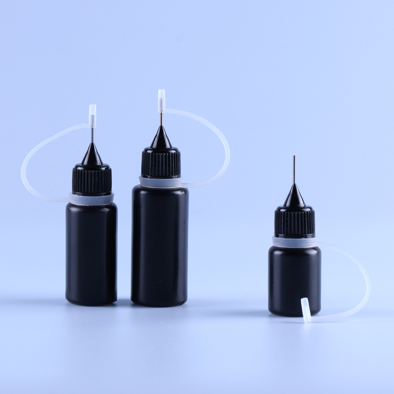 Czarna końcówka igły PE Pusta butelka do soku Vape Ejuice Odporny na światło pierścień silikonowy