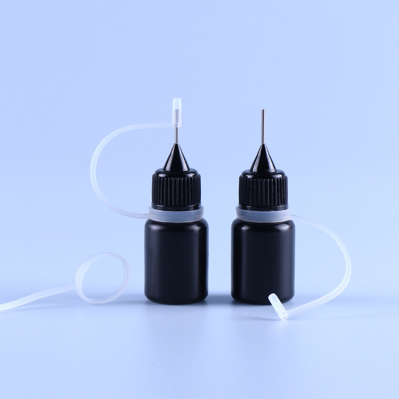 Czarna końcówka igły PE Pusta butelka do soku Vape Ejuice Odporny na światło pierścień silikonowy