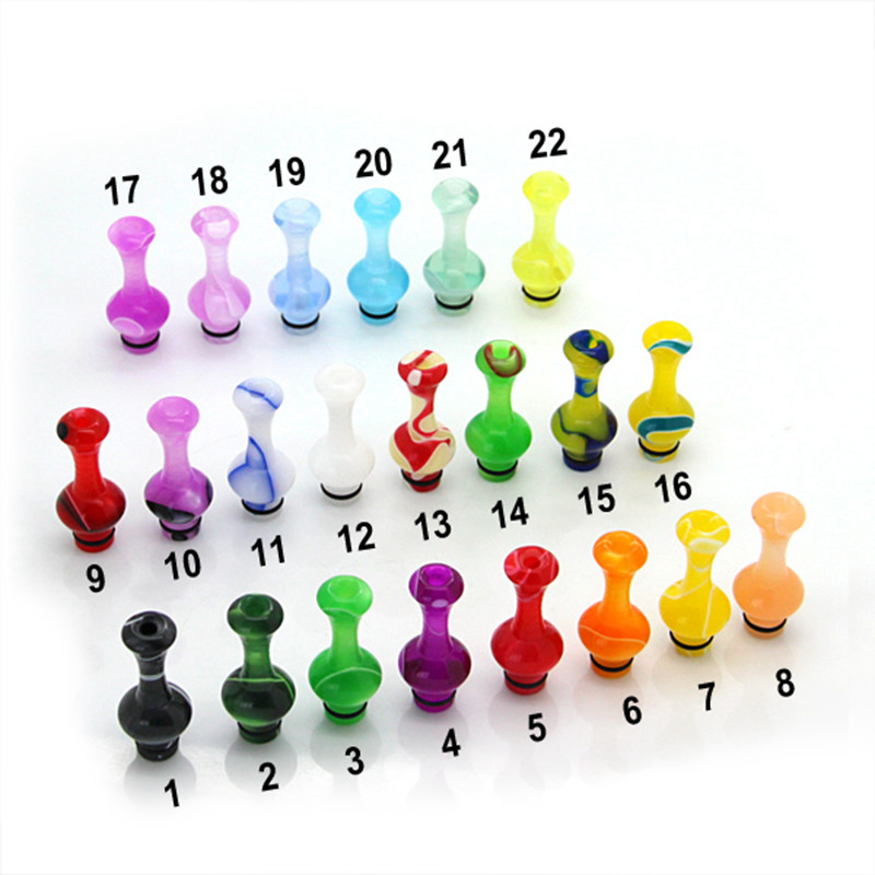 Akrylowy kolorowy wazon Kształt Vape Drip Tips 510 Ustnik Prosty pakiet