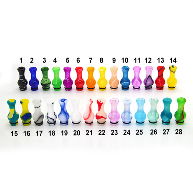 Akrylowy kolorowy wazon Kształt Vape Drip Tips 510 Ustnik Prosty pakiet