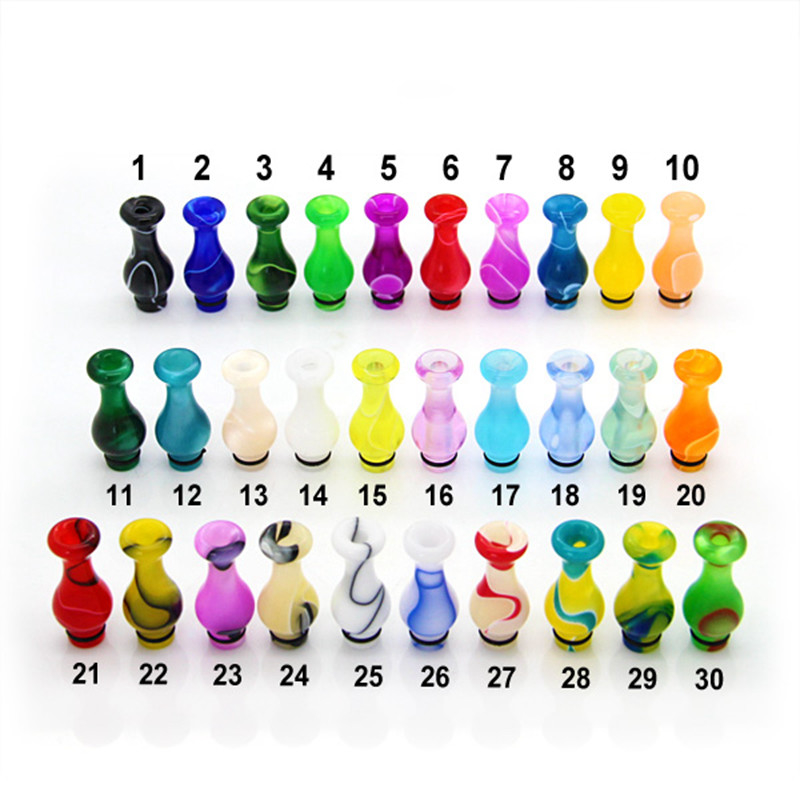 Akrylowy kolorowy wazon Kształt Vape Drip Tips 510 Ustnik Prosty pakiet